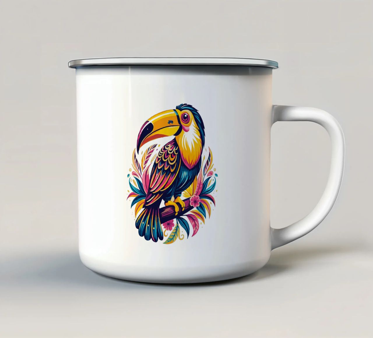 Toucan Illustration - Colorful and Exotic Tropical Bird Art tazza in smalto da Artnesia