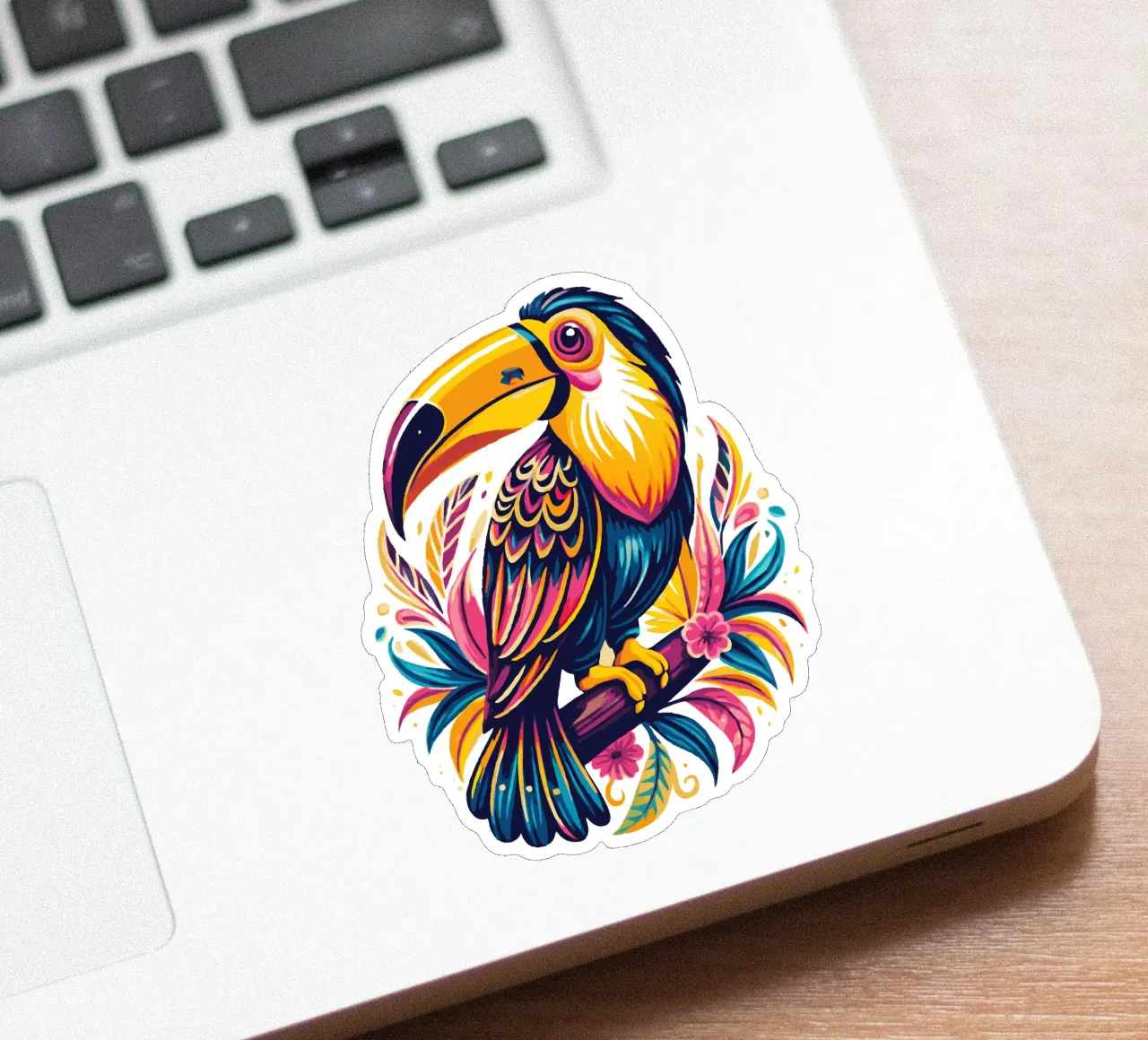 Toucan Illustration - Colorful and Exotic Tropical Bird Art pegatina de Artnesia