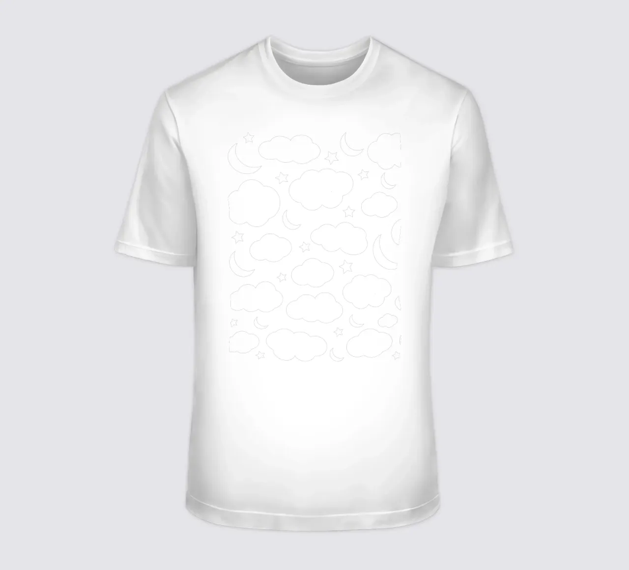 Puffy clouds night sky with moon t-shirt da baobabprintstore