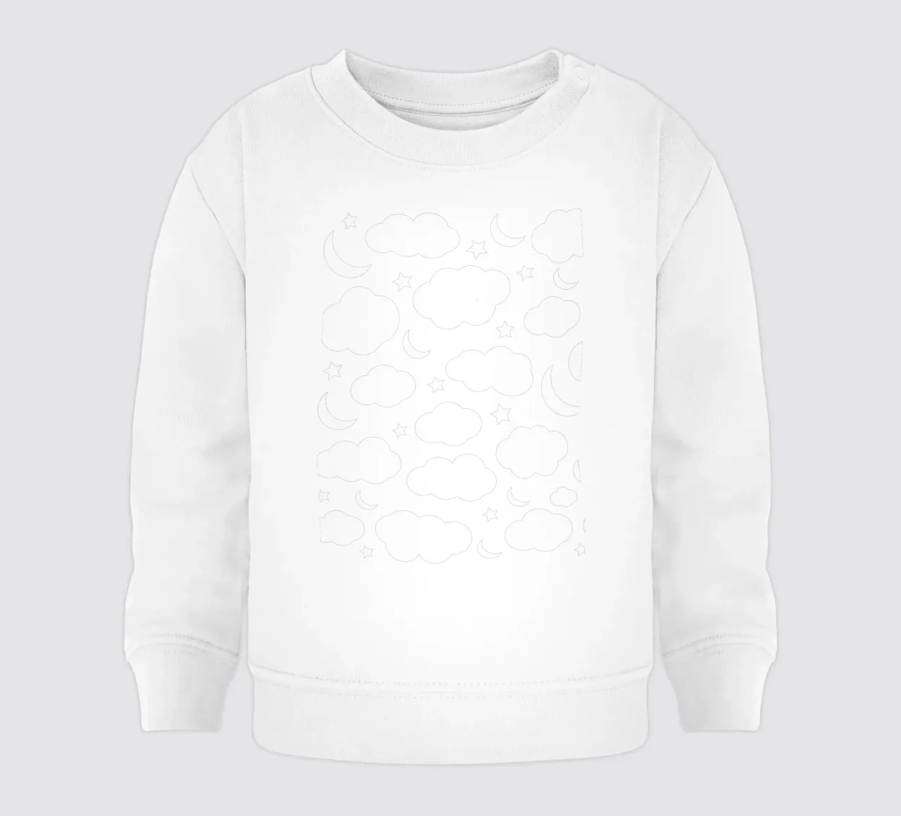 Puffy clouds night sky with moon felpa neonato da baobabprintstore