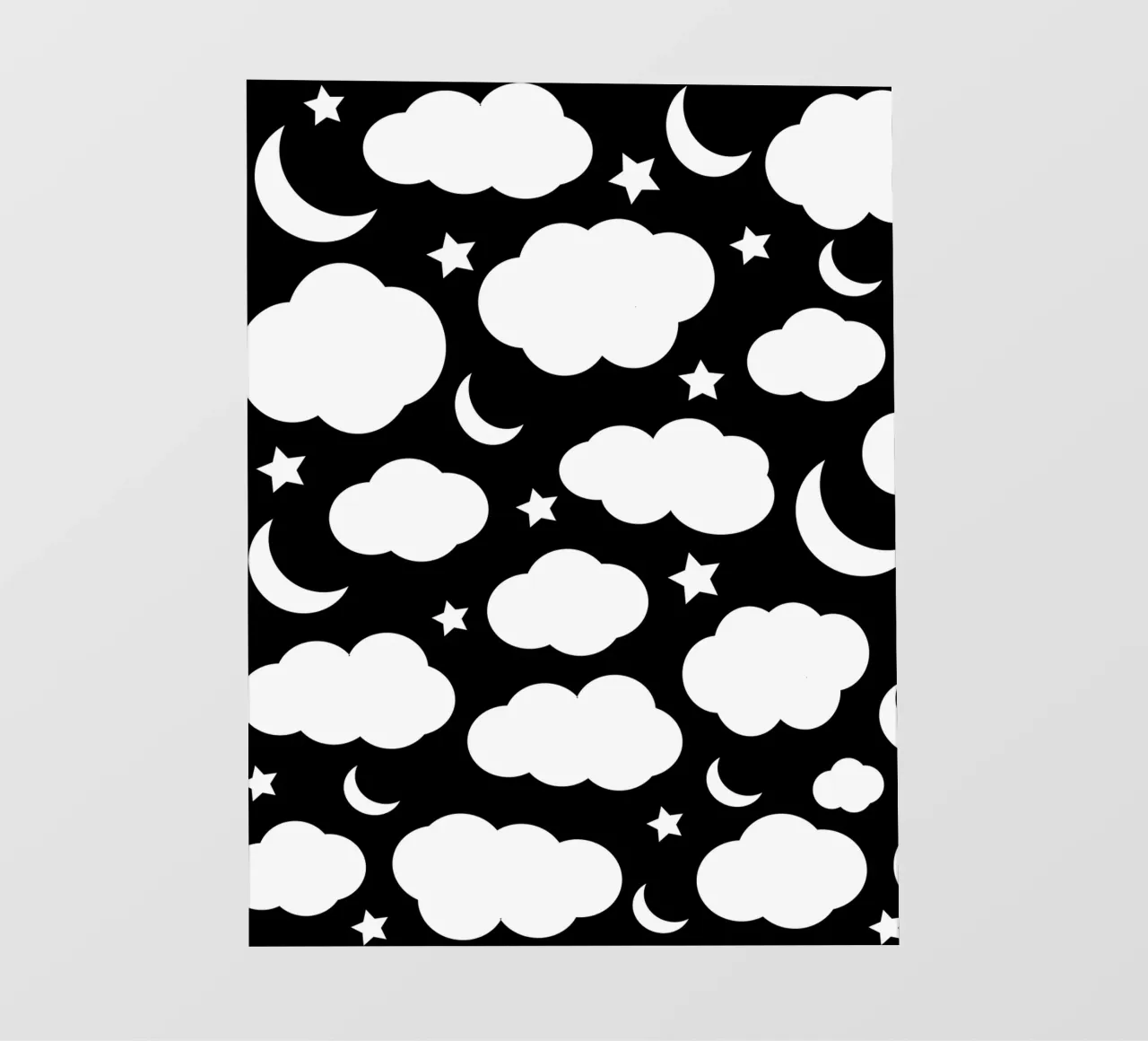 Puffy clouds night sky with moon pellicola backlit da baobabprintstore