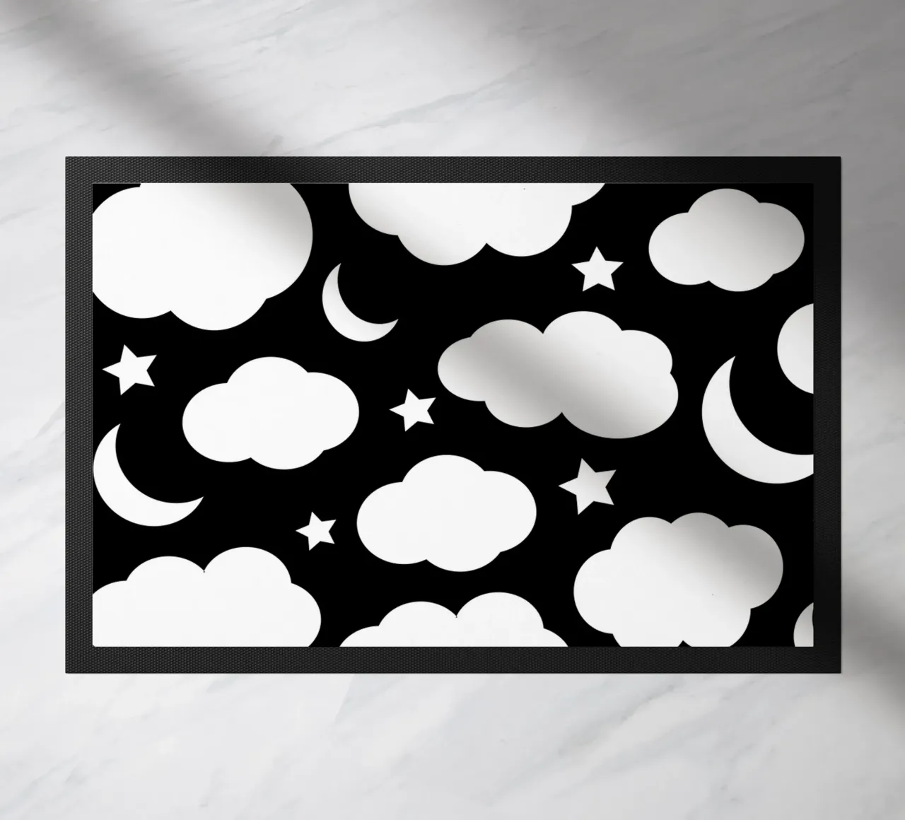 Puffy clouds night sky with moon zerbino da baobabprintstore