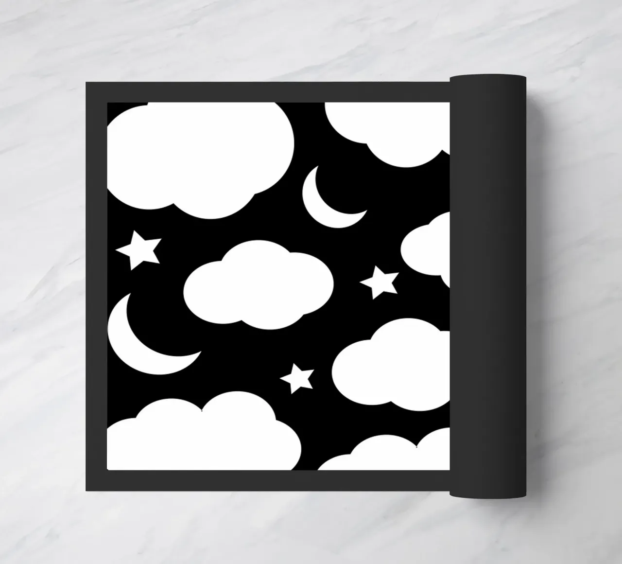 Puffy clouds night sky with moon zerbino da baobabprintstore