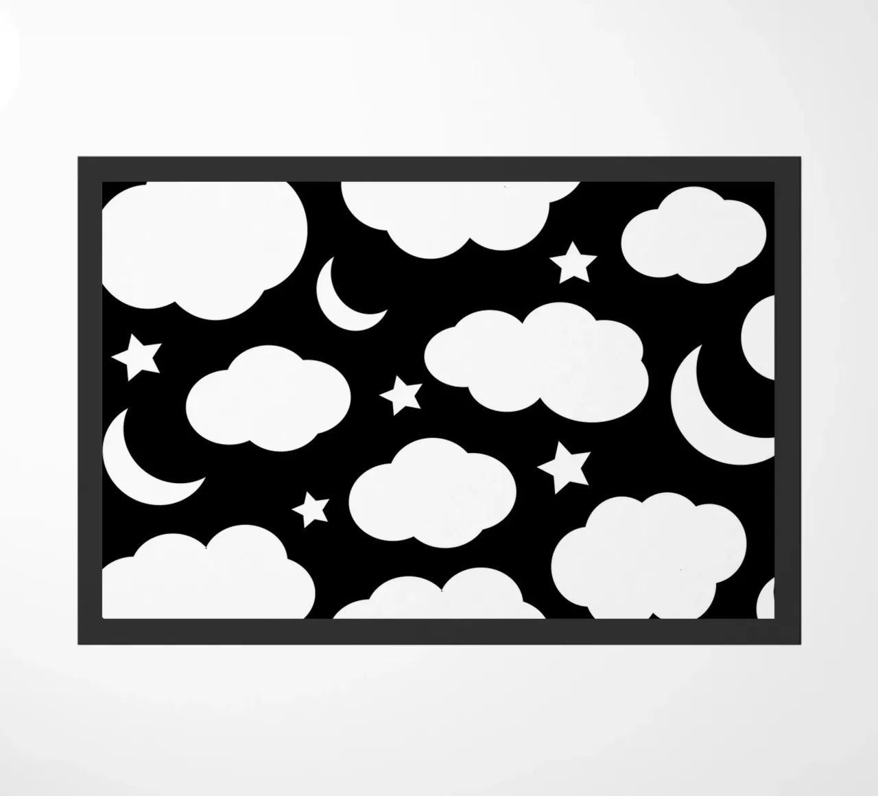 Puffy clouds night sky with moon zerbino da baobabprintstore