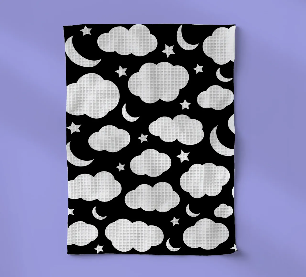 Puffy clouds night sky with moon canovaccio da cucina da baobabprintstore