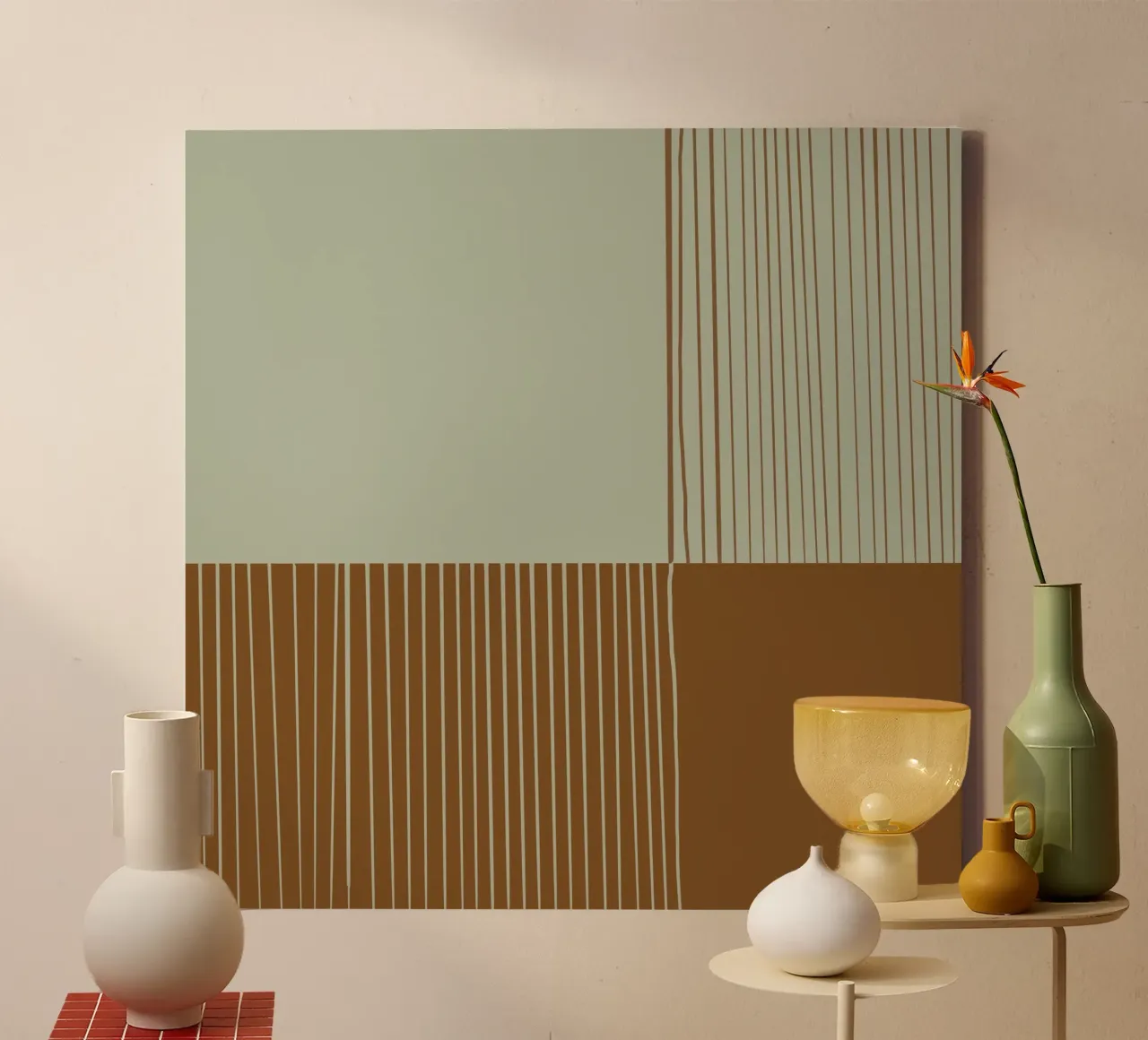 Linee - Colori marroni e terrosi tela con Cornice a cassetta da nileshkikuuchise