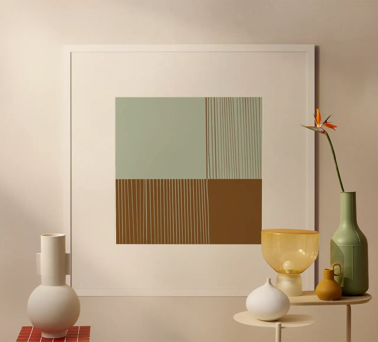 Linee - Colori marroni e terrosi poster con telaio in alluminio da nileshkikuuchise