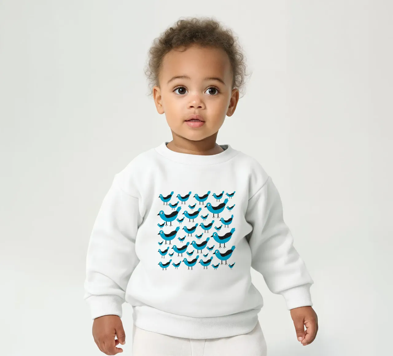 Blue birds pattern felpa neonato da baobabprintstore