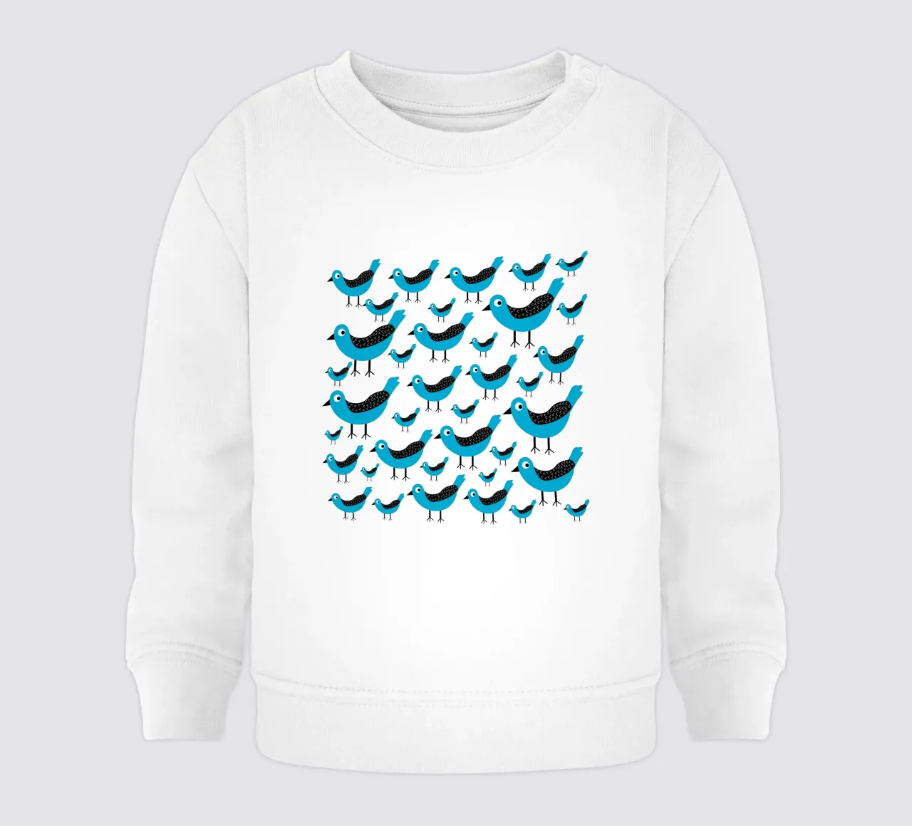 Blue birds pattern felpa neonato da baobabprintstore
