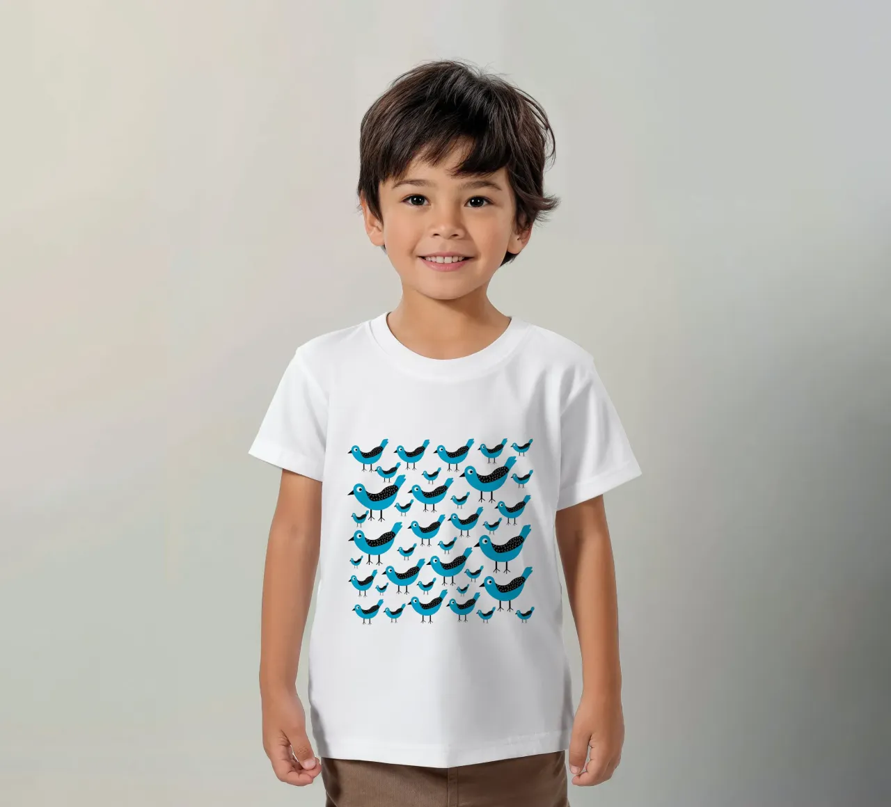Blue birds pattern kids t-shirt by baobabprintstore