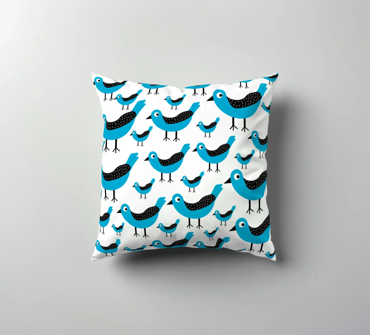 Blue birds pattern cuscino da baobabprintstore