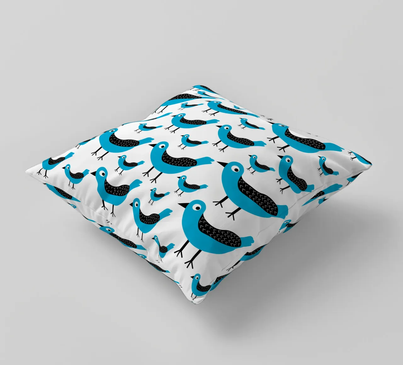 Blue birds pattern cuscino da baobabprintstore