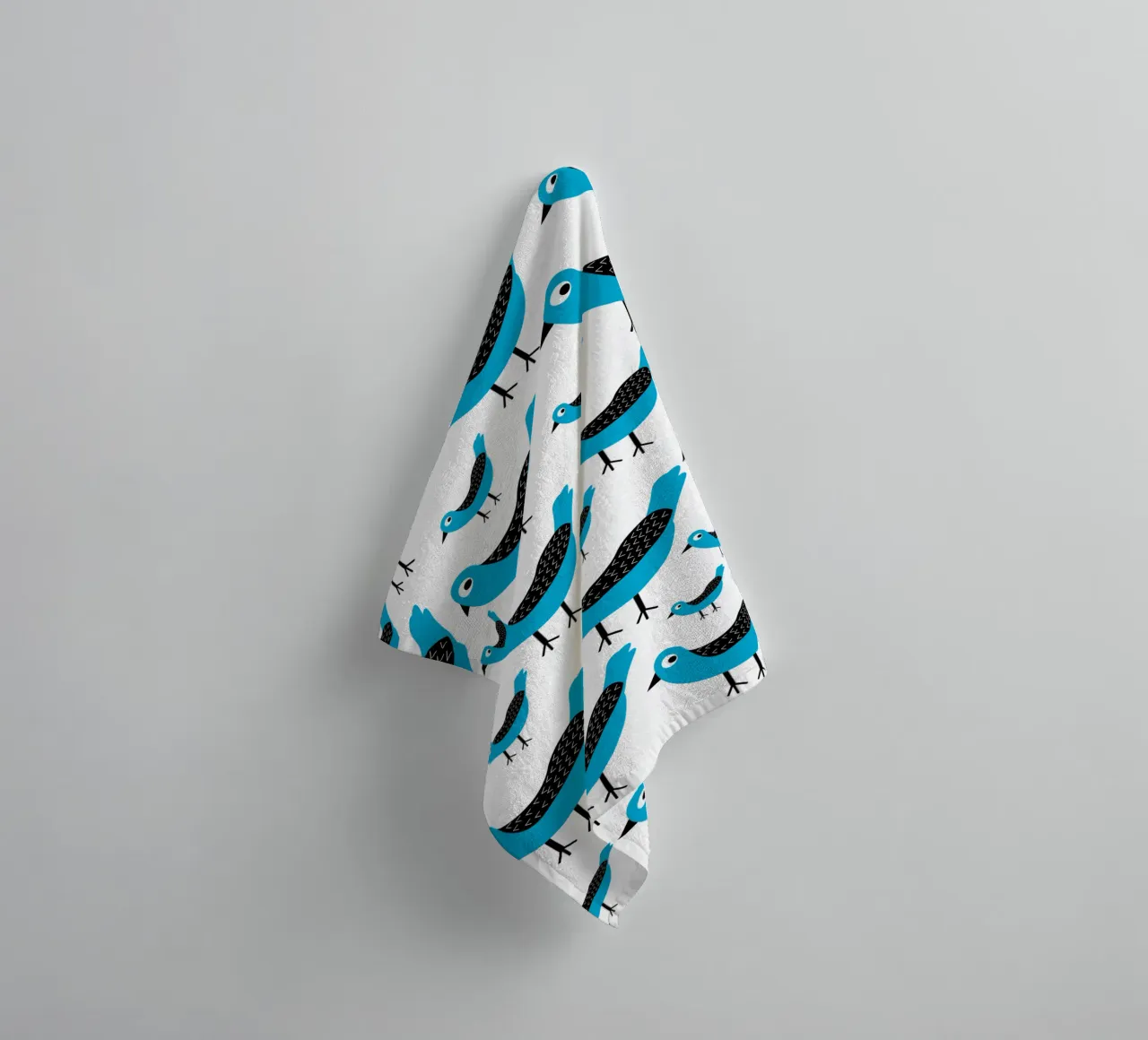 Blue birds pattern asciugamano da bagno da baobabprintstore