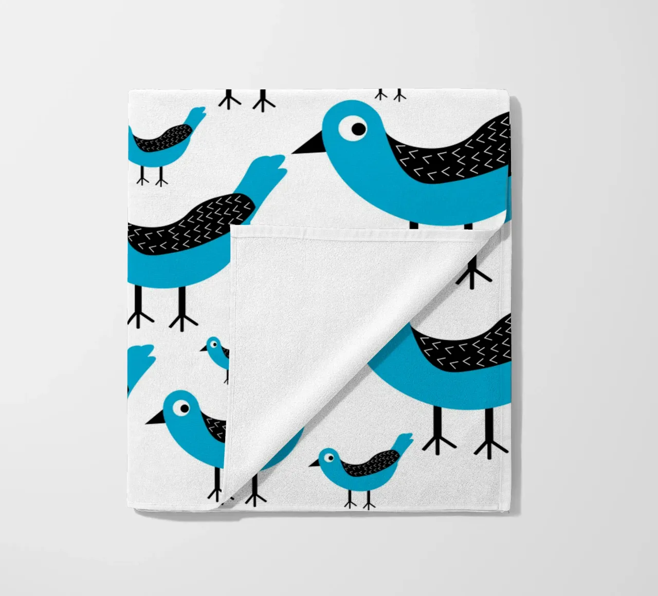 Blue birds pattern telo mare da baobabprintstore