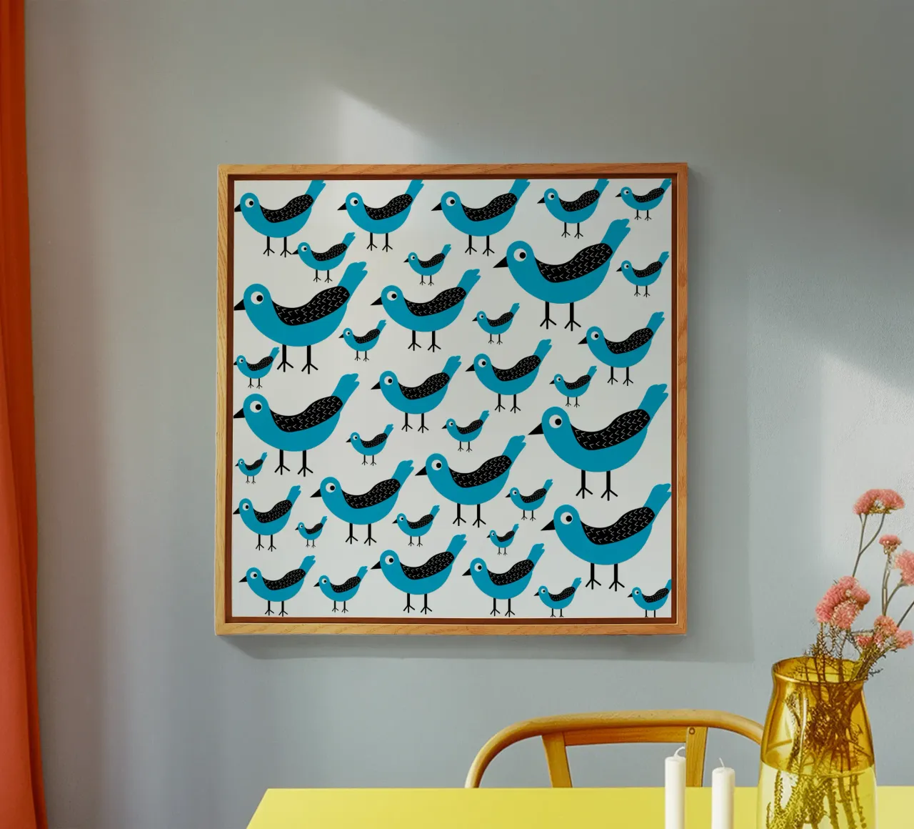 Blue birds pattern plexiglass da baobabprintstore