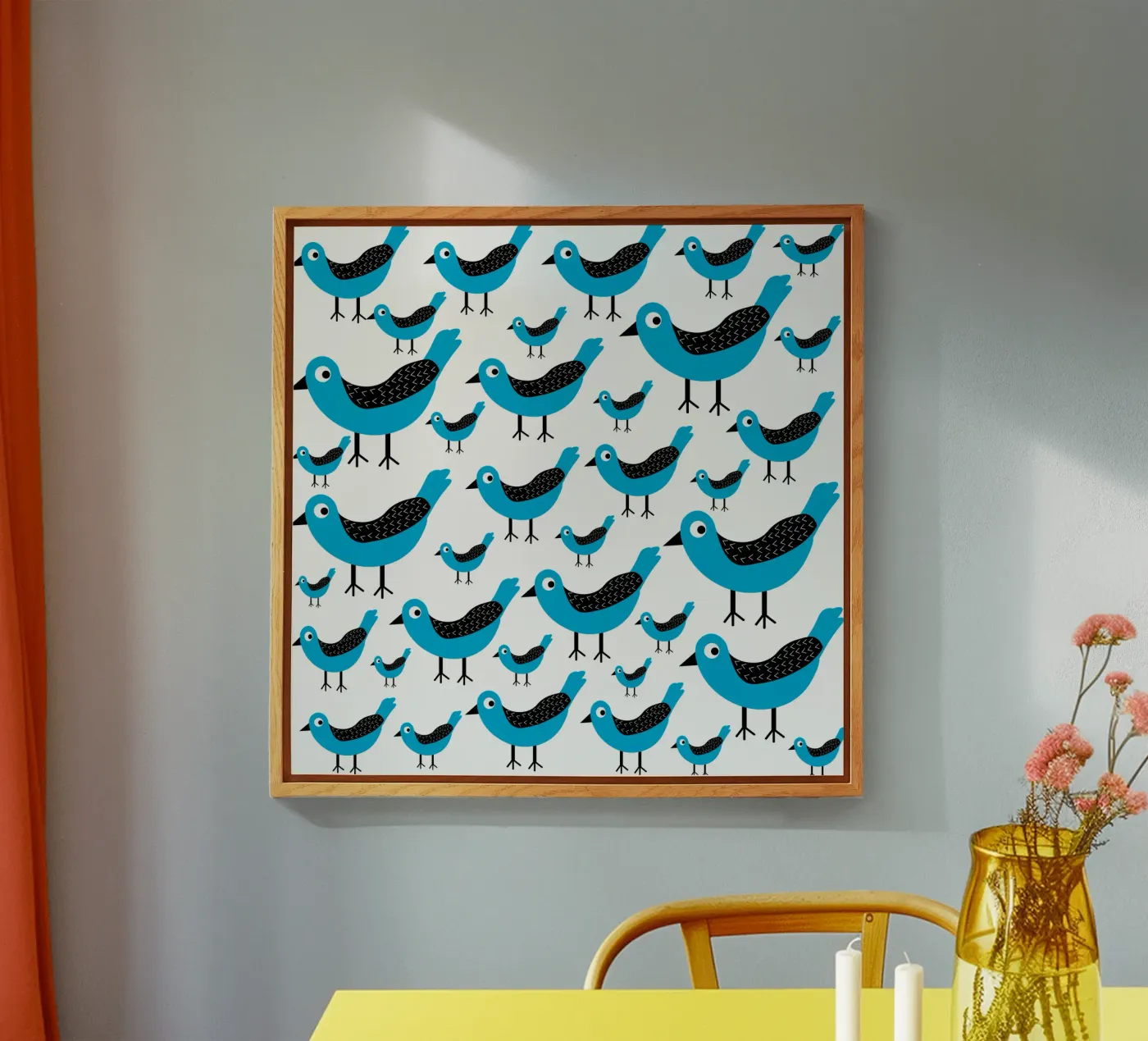 Blue birds pattern Acryl-Glas von baobabprintstore