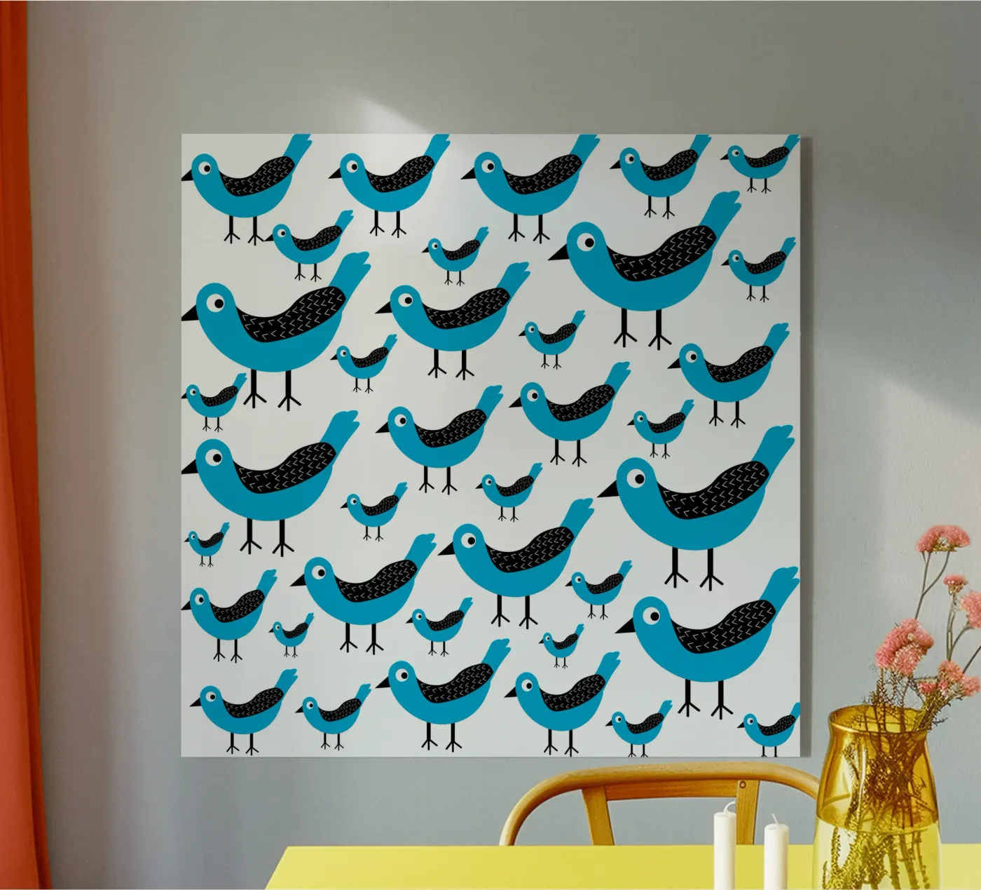 Blue birds pattern Acryl-Glas von baobabprintstore