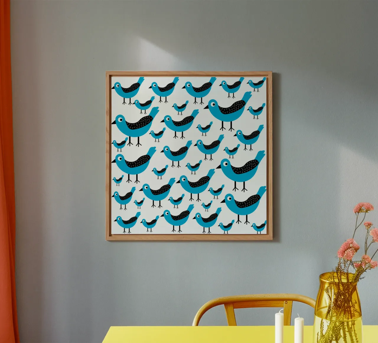 Blue birds pattern alu-dibond by baobabprintstore