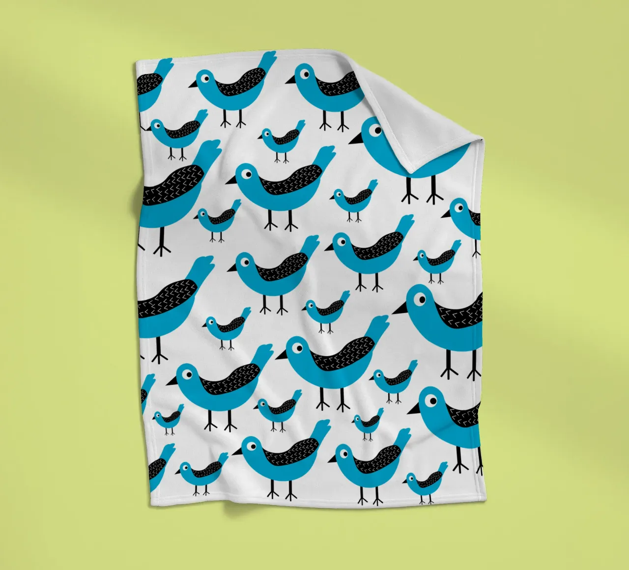 Blue birds pattern coperta in pile da baobabprintstore