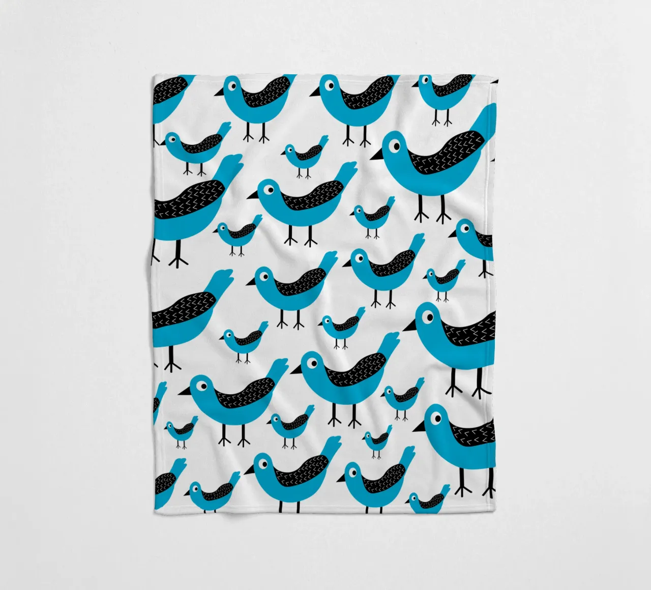 Blue birds pattern coperta in pile da baobabprintstore