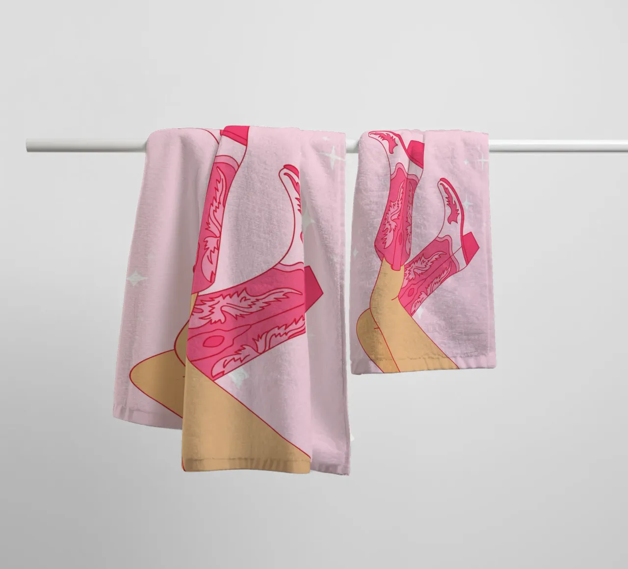 Preppy Pink Wall Art, Teen Girl Bedroom Ideas, Cowboy boots towel by pdigitalprints