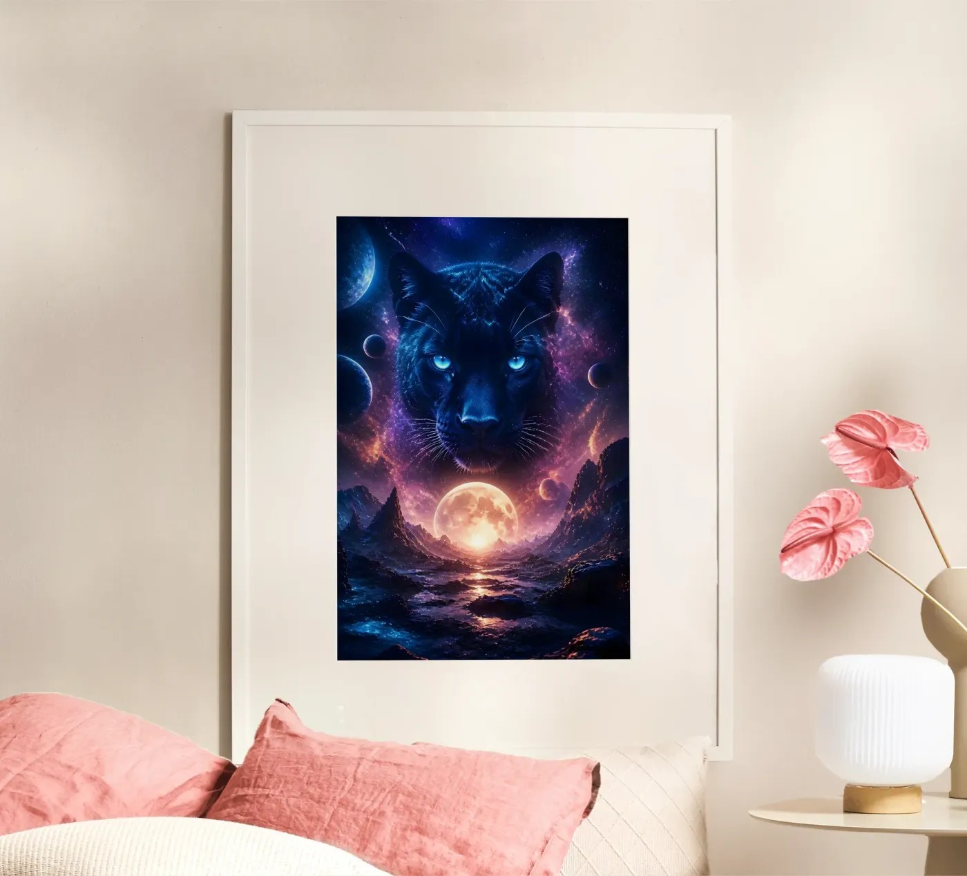 Majestätischer Panther in kosmischer Landschaft Poster von LM2Kone II