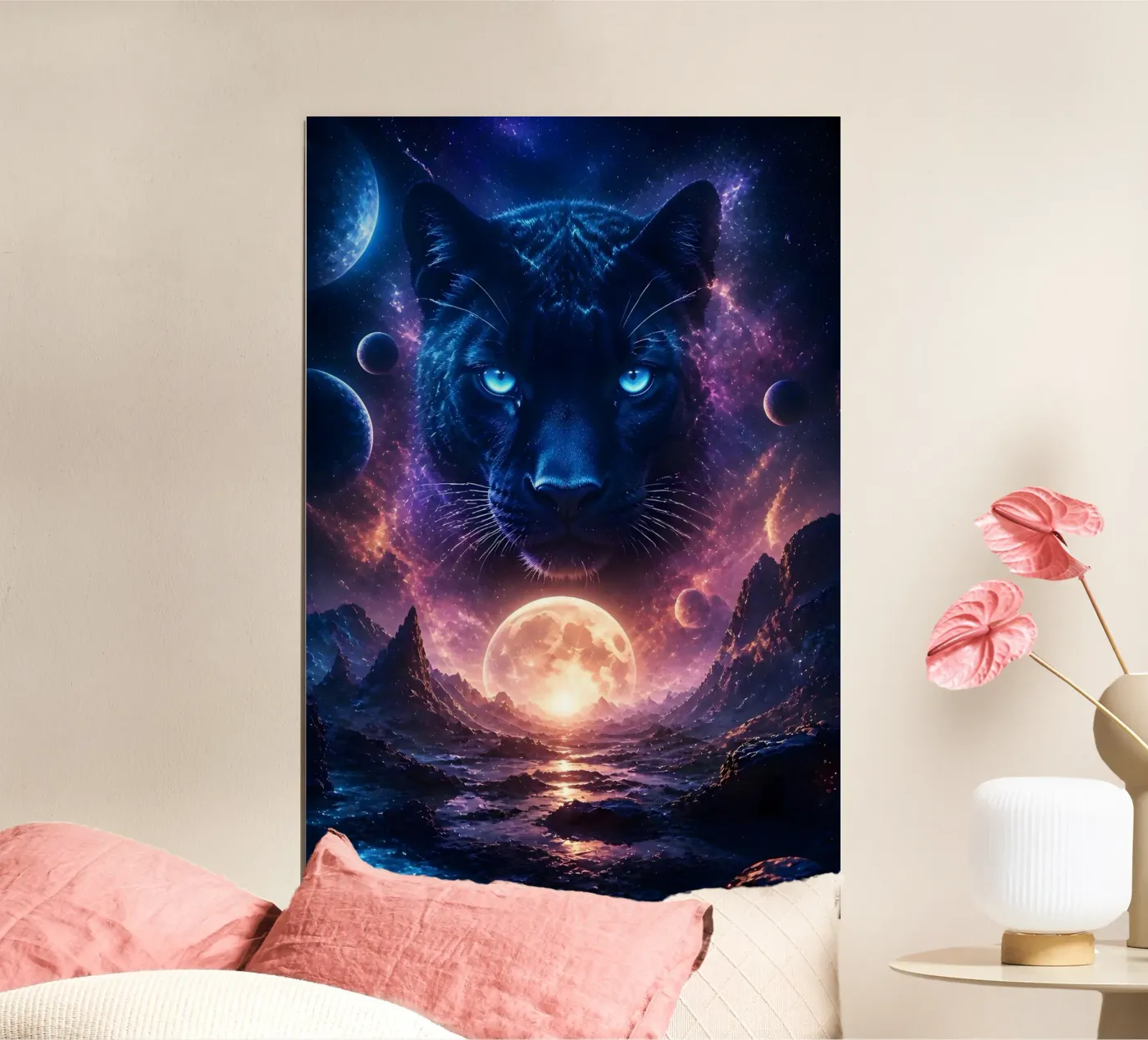 Majestätischer Panther in kosmischer Landschaft Poster von LM2Kone II