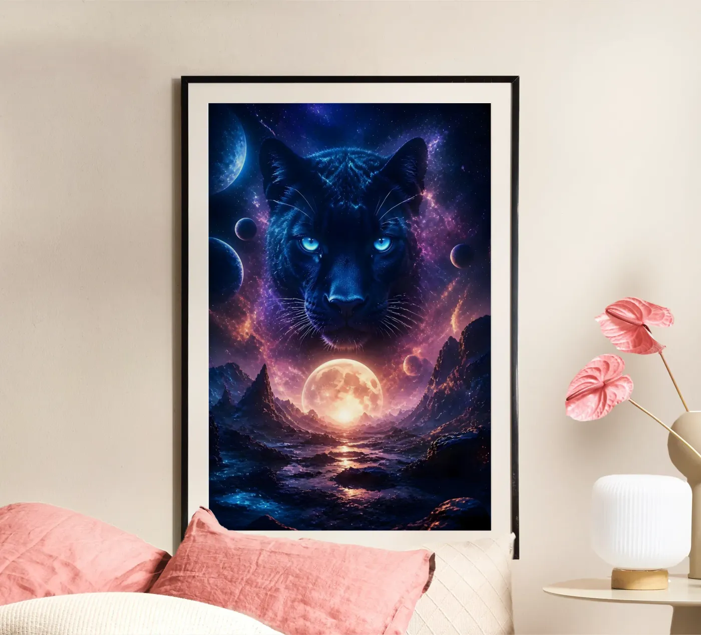 Majestätischer Panther in kosmischer Landschaft Poster von LM2Kone II