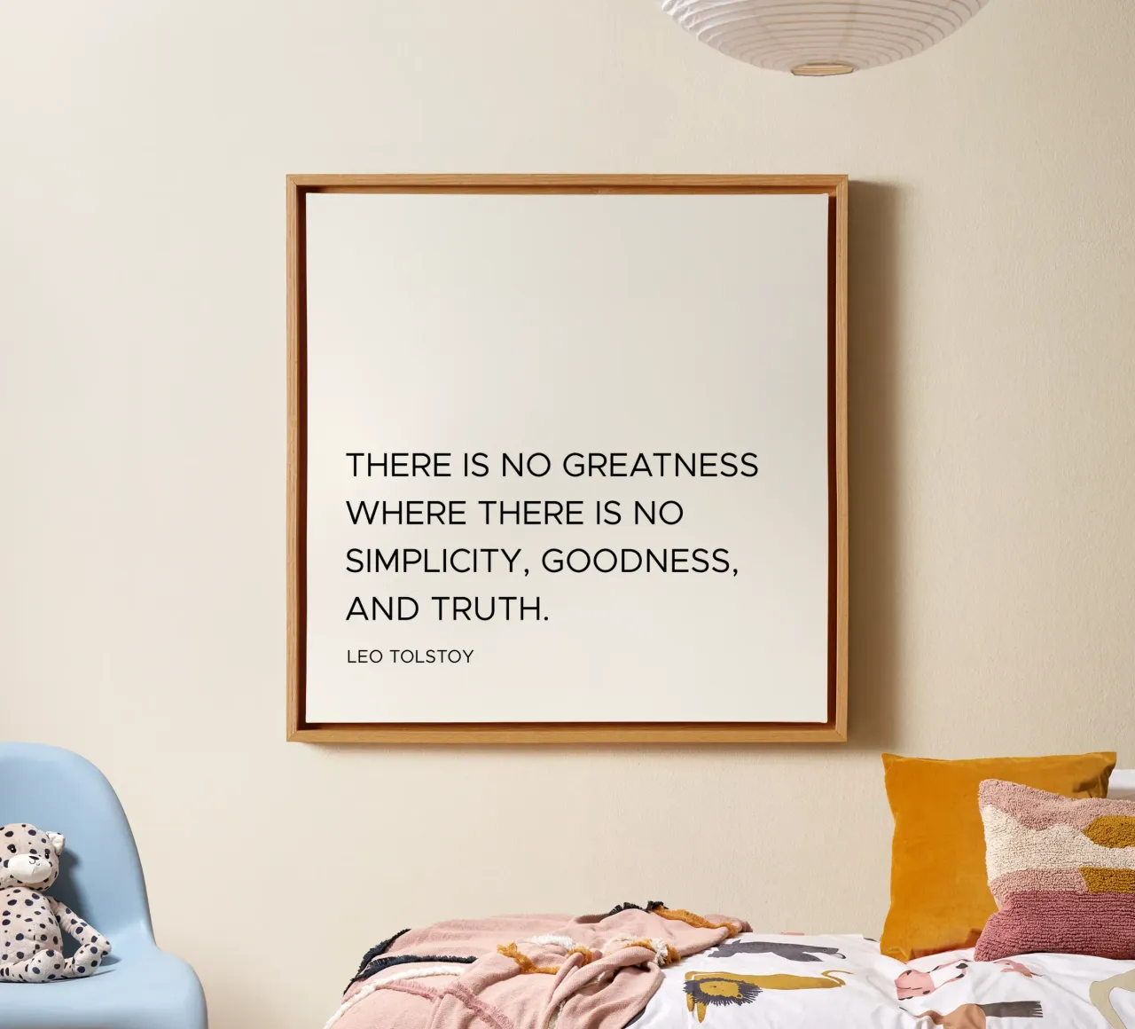 simplicity, goodness and truth quote canvas with Floater frame by Paigaam Studio