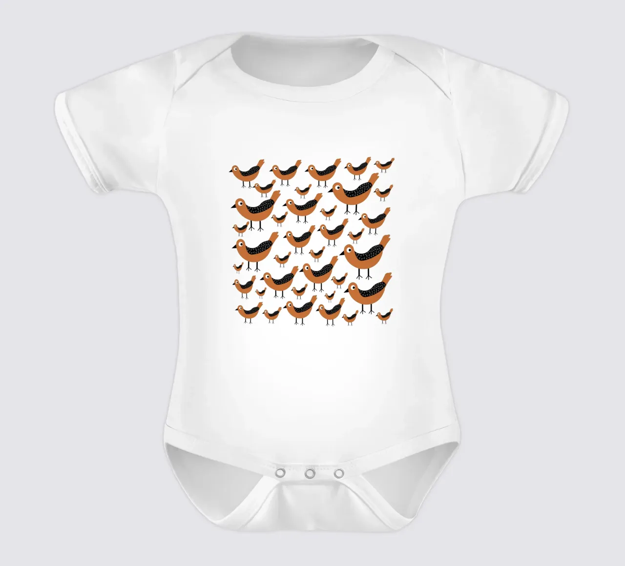Brown birds pattern Kurzarm Babybody von baobabprintstore