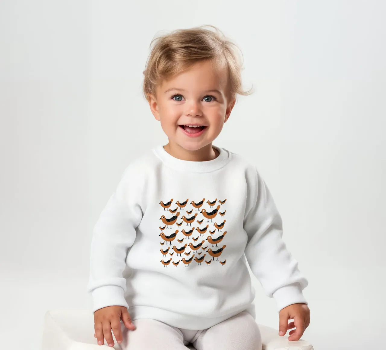 Brown birds pattern felpa neonato da baobabprintstore