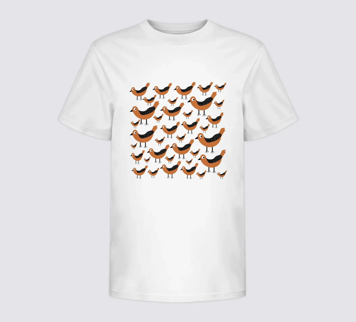 Brown birds pattern t-shirt bambini da baobabprintstore