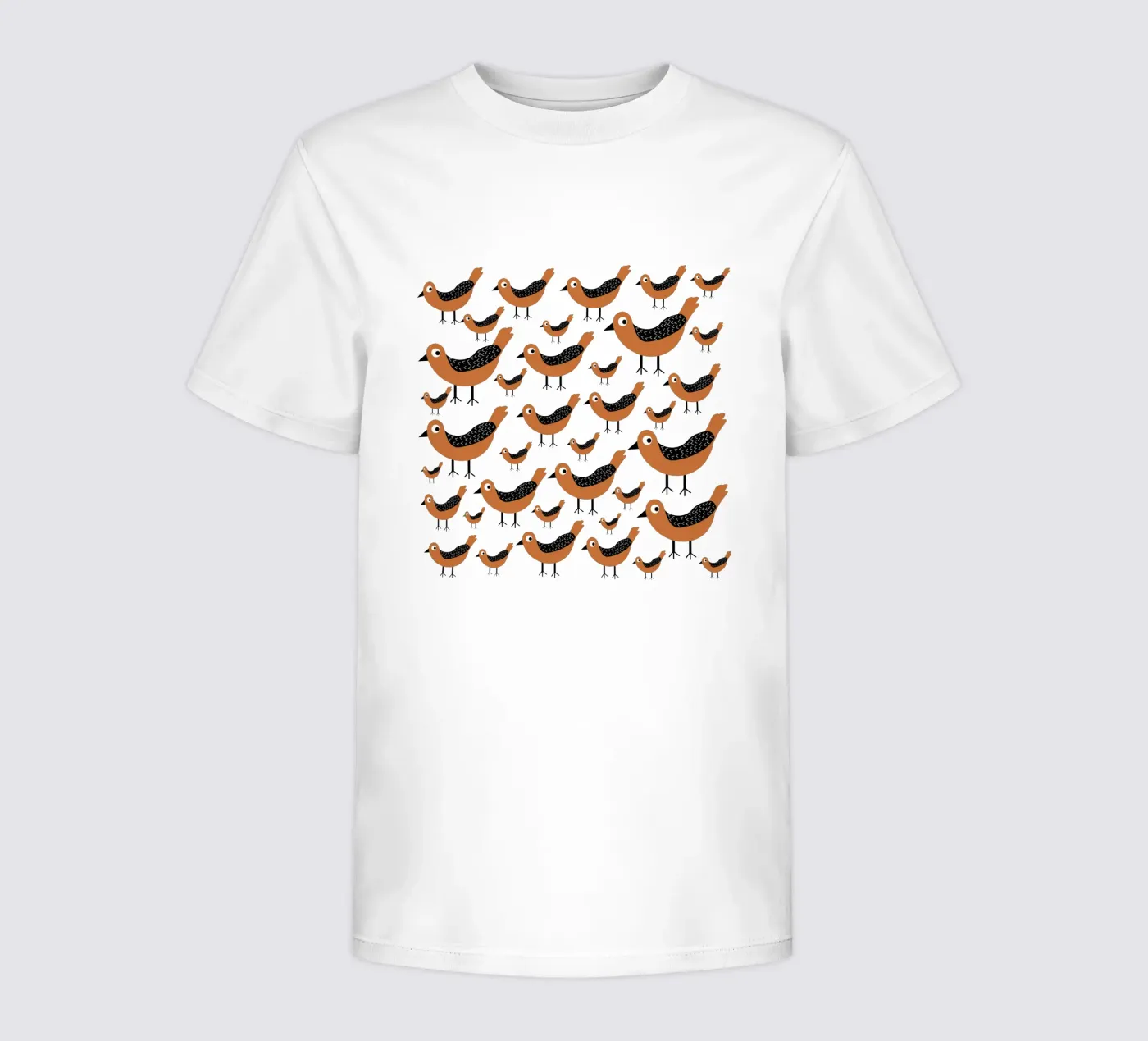 Brown birds pattern t-shirt bambini da baobabprintstore
