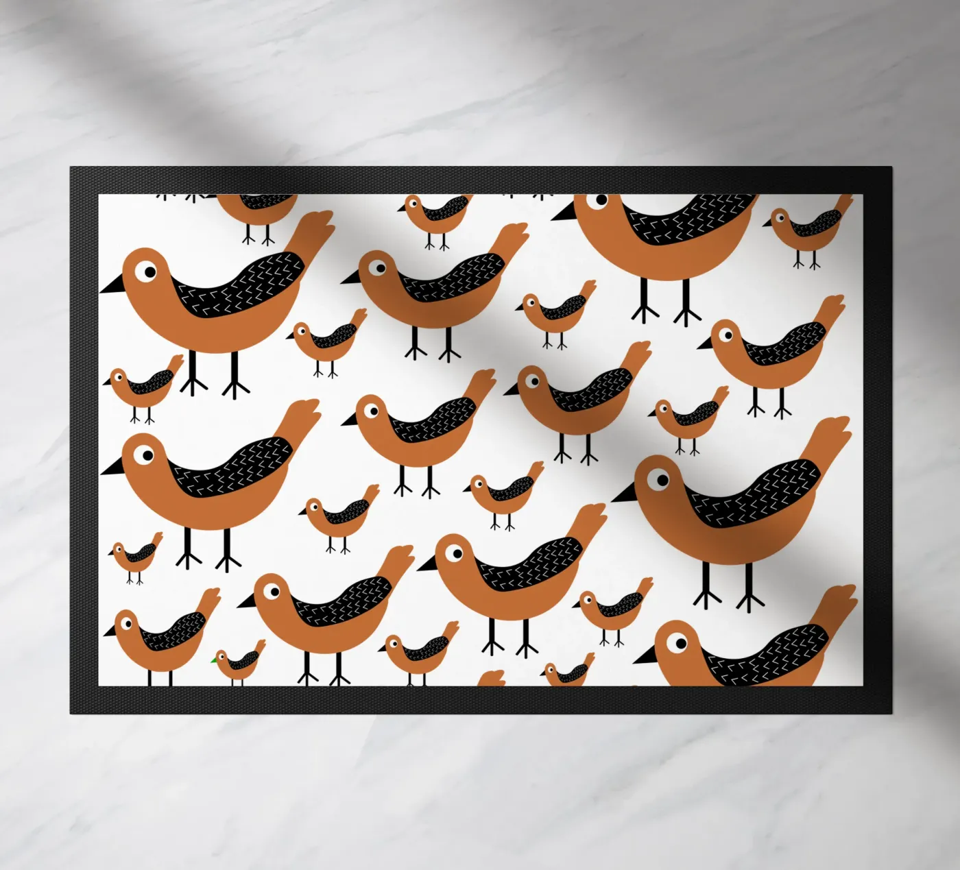 Brown birds pattern deurmat van baobabprintstore