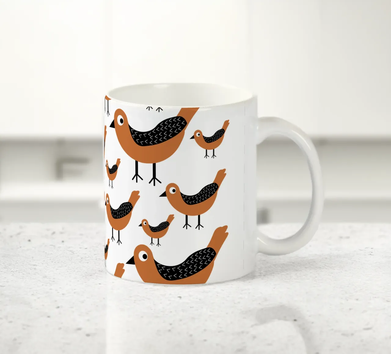 Brown birds pattern tazza in ceramica da baobabprintstore