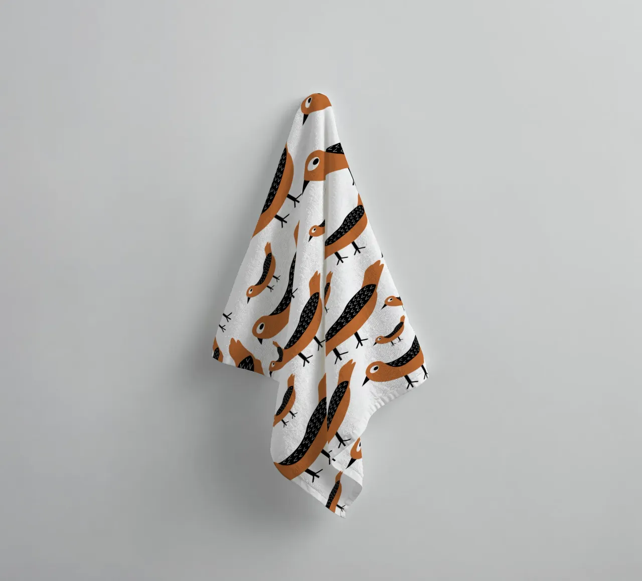 Brown birds pattern asciugamano da bagno da baobabprintstore