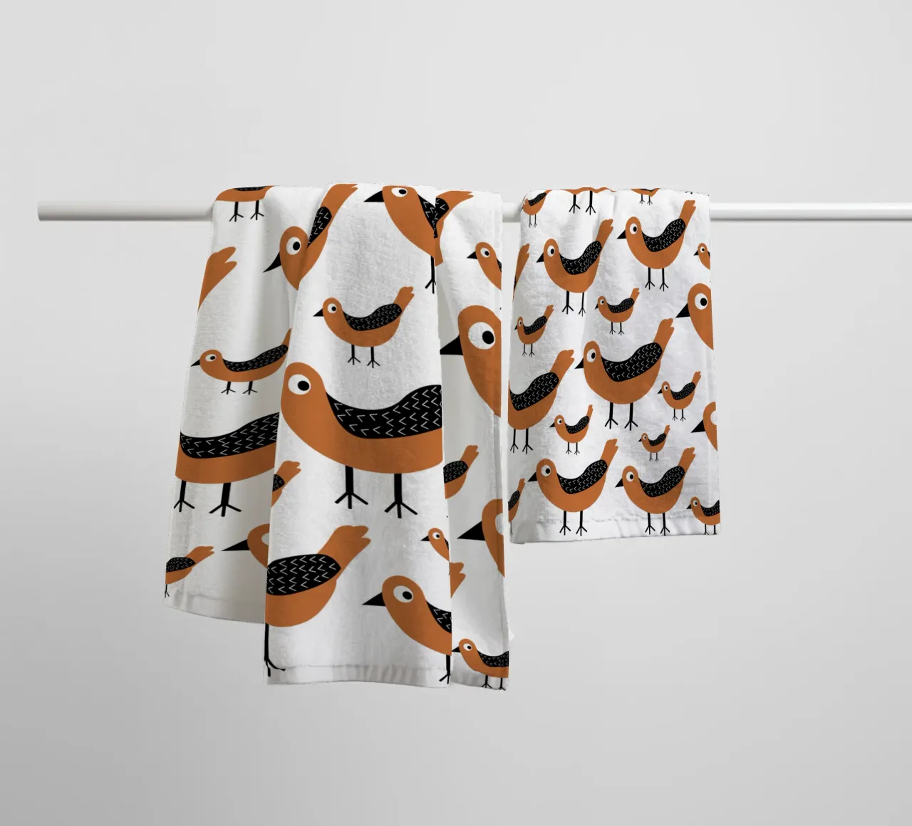 Brown birds pattern asciugamano da bagno da baobabprintstore