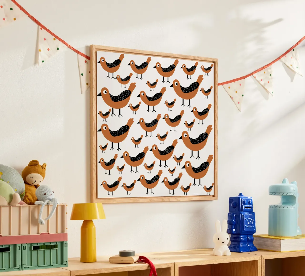 Brown birds pattern plexiglass da baobabprintstore