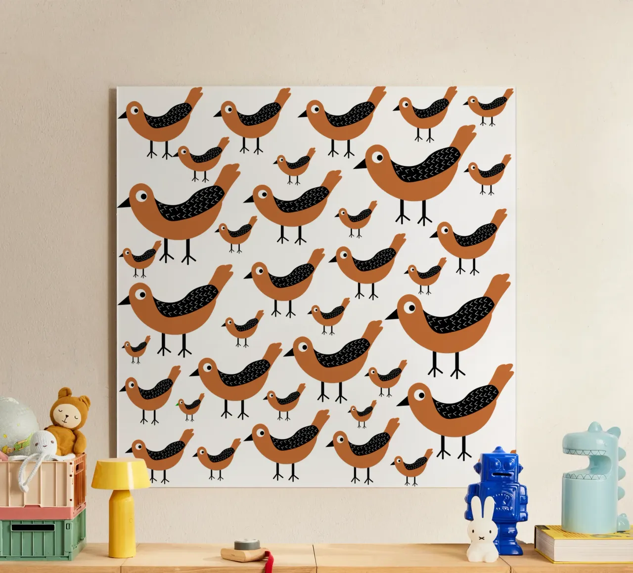Brown birds pattern plexiglass da baobabprintstore