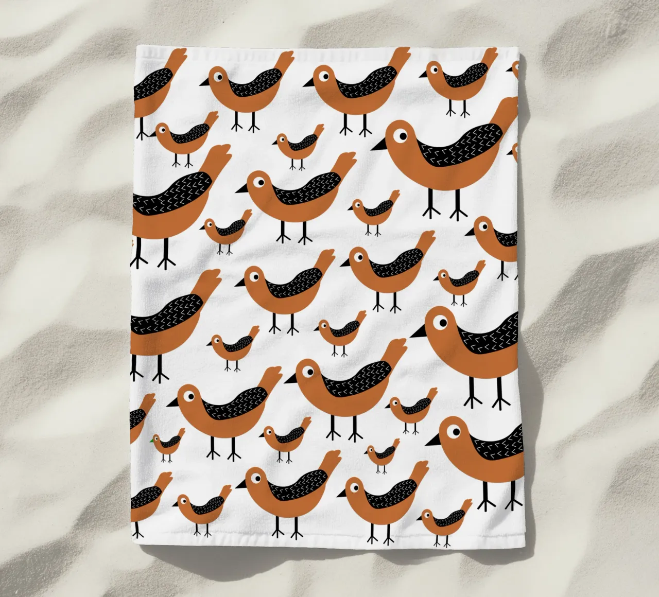 Brown birds pattern telo mare da baobabprintstore