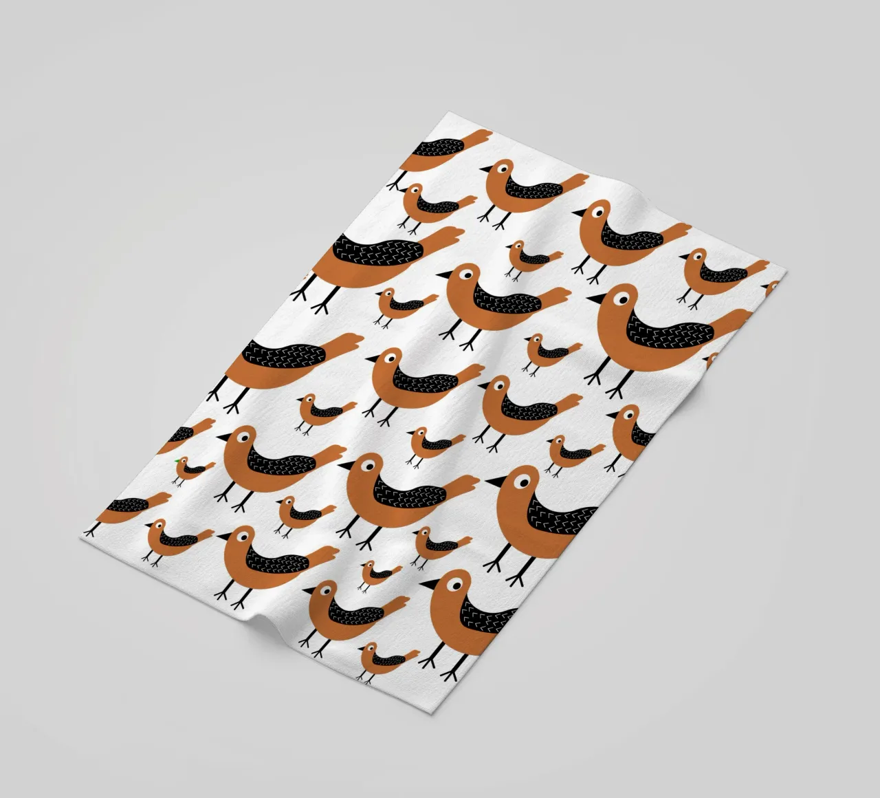 Brown birds pattern telo mare da baobabprintstore