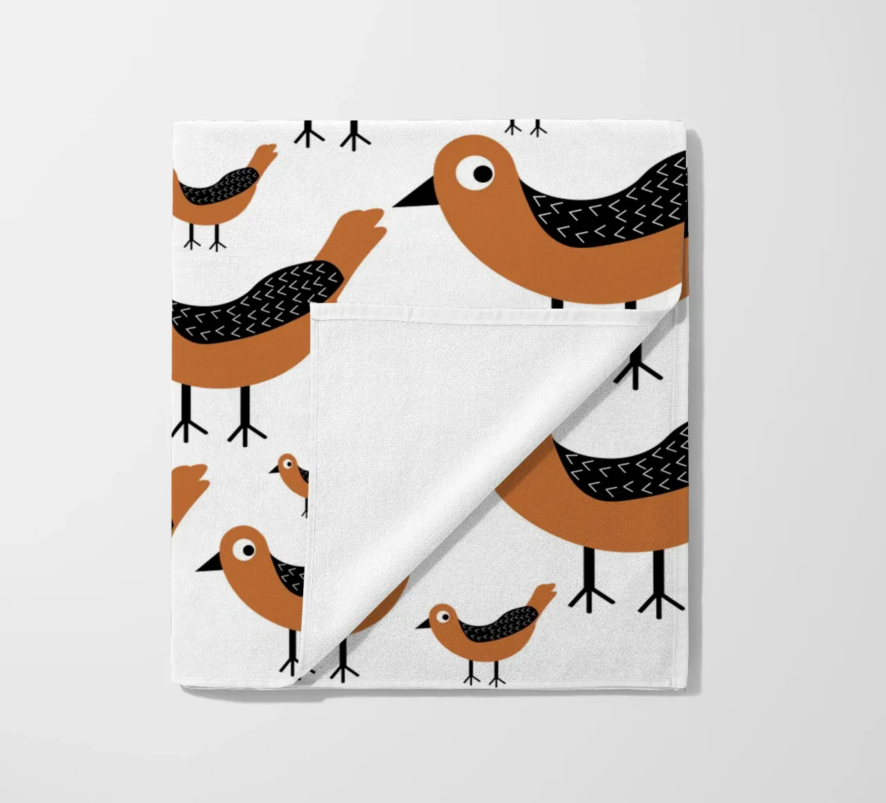 Brown birds pattern telo mare da baobabprintstore