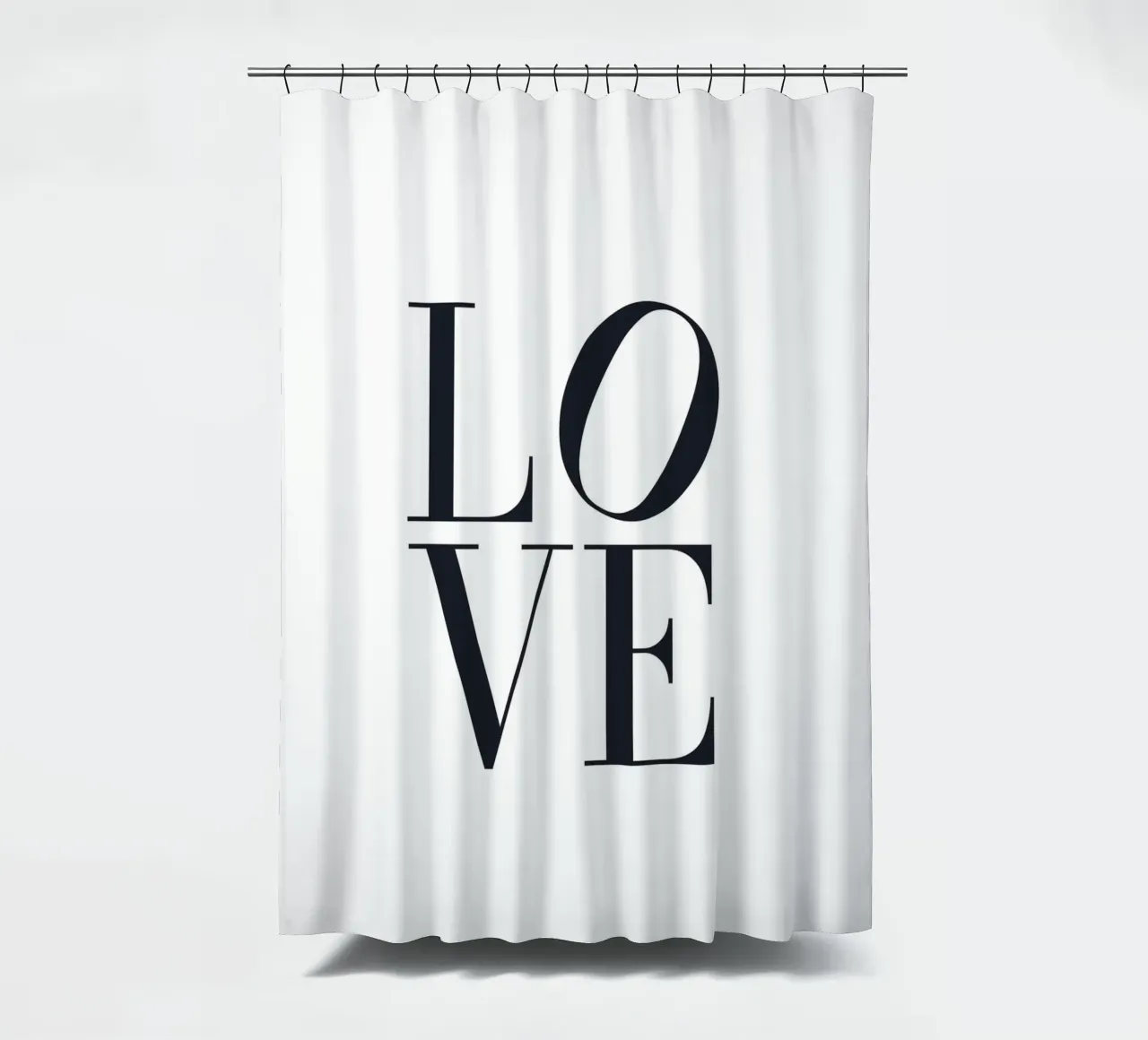 LOVE Typography - Modern minimalist design shower curtain by Whole©