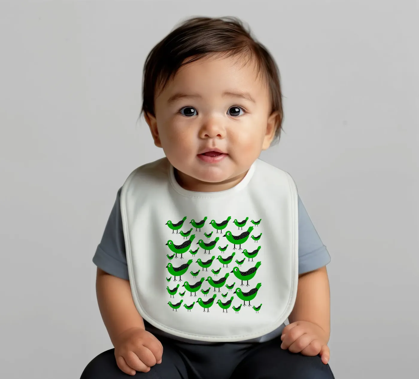 Green birds pattern Babylätzchen von baobabprintstore