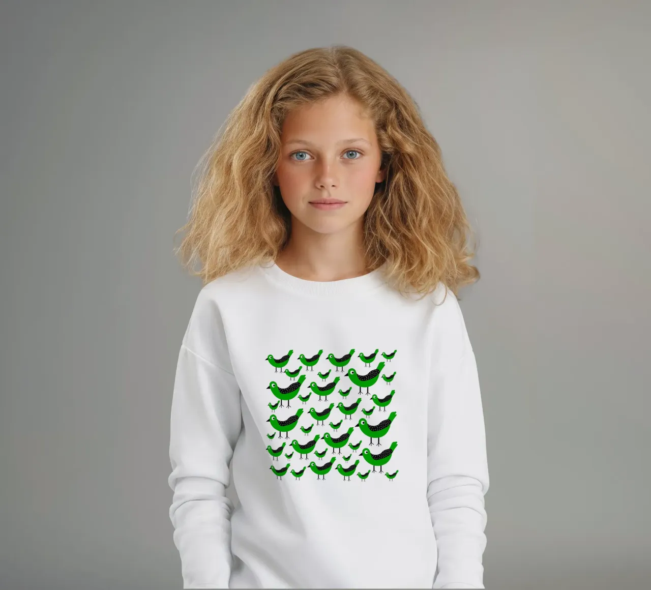 Green birds pattern felpa bambino da baobabprintstore