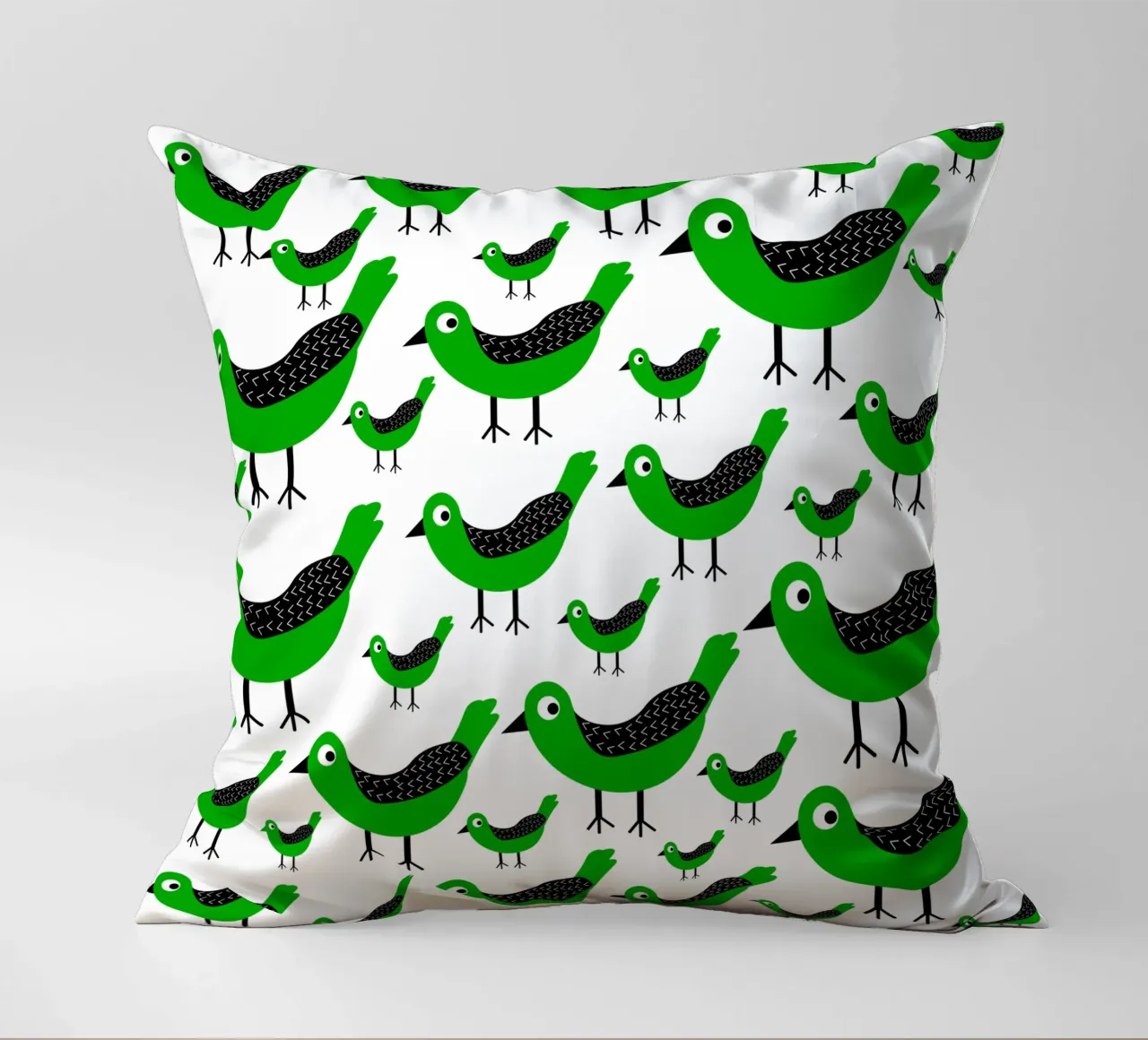 Green birds pattern cuscino da baobabprintstore