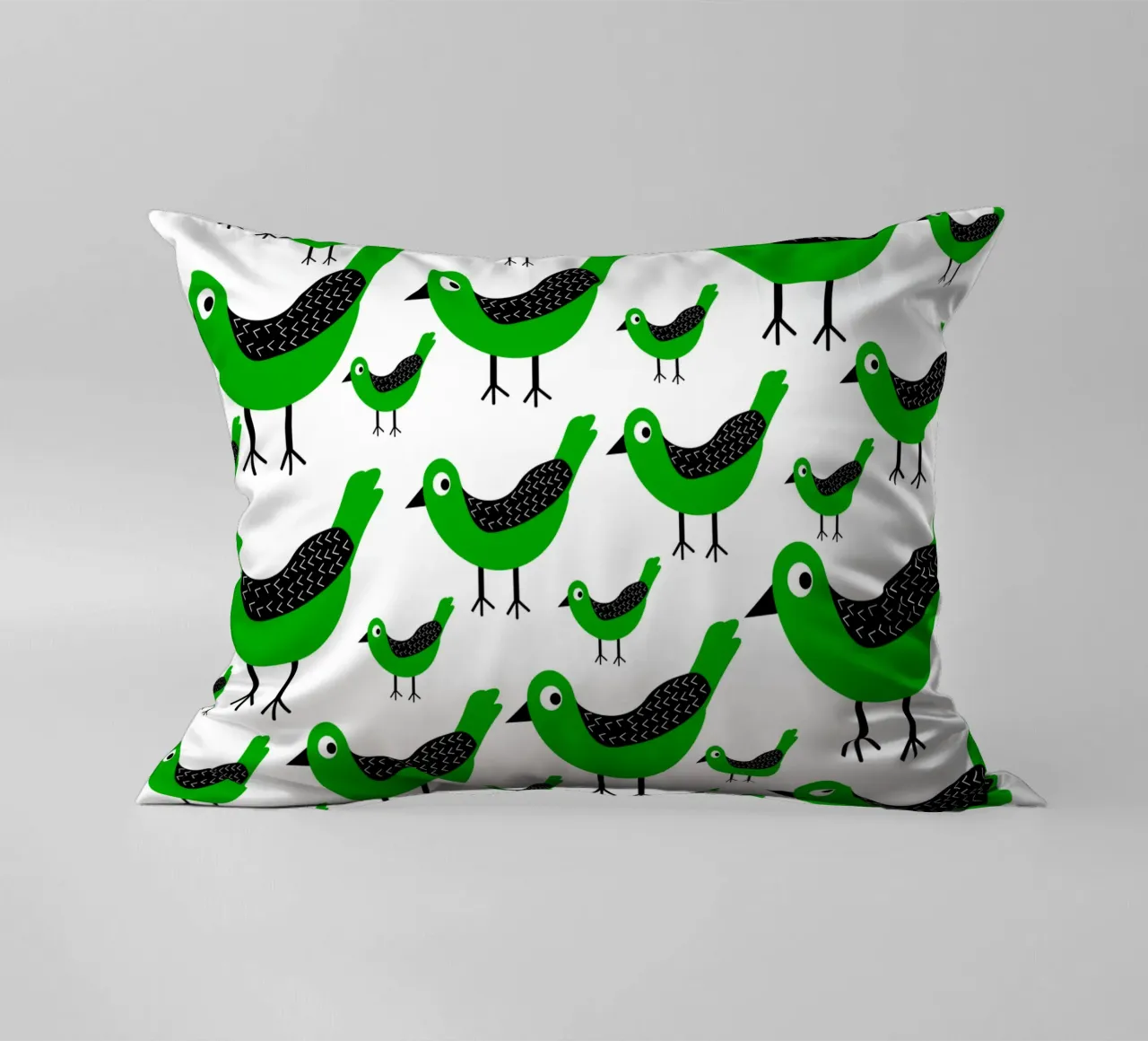 Green birds pattern cuscino da baobabprintstore