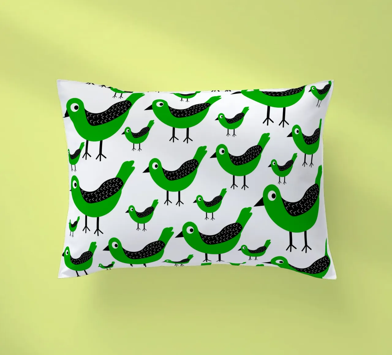 Green birds pattern cuscino da baobabprintstore