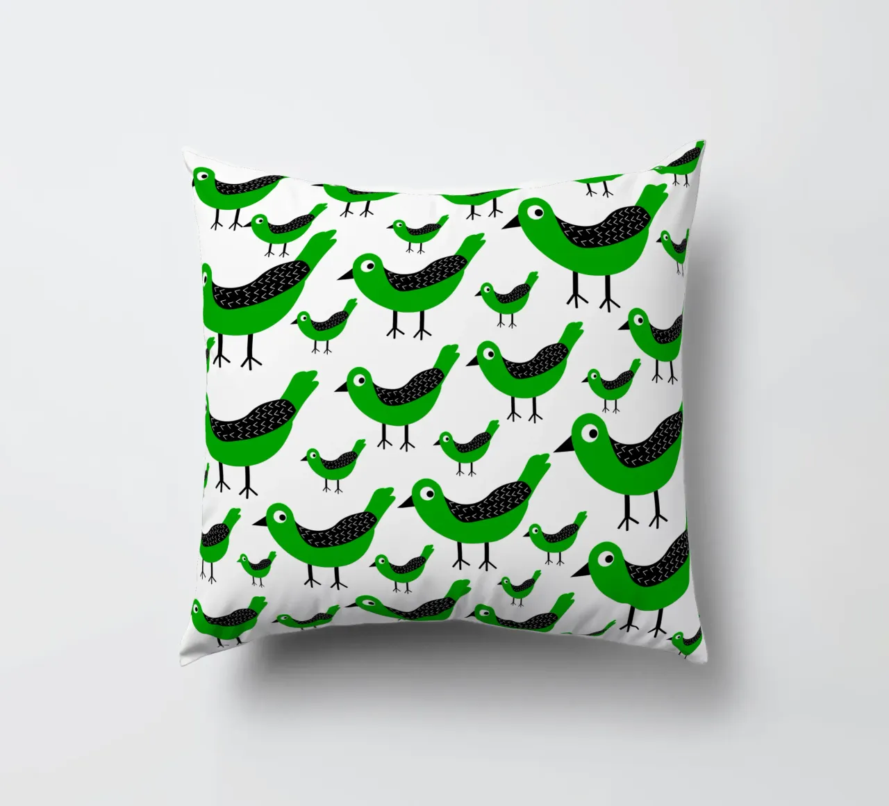 Green birds pattern cuscino da baobabprintstore