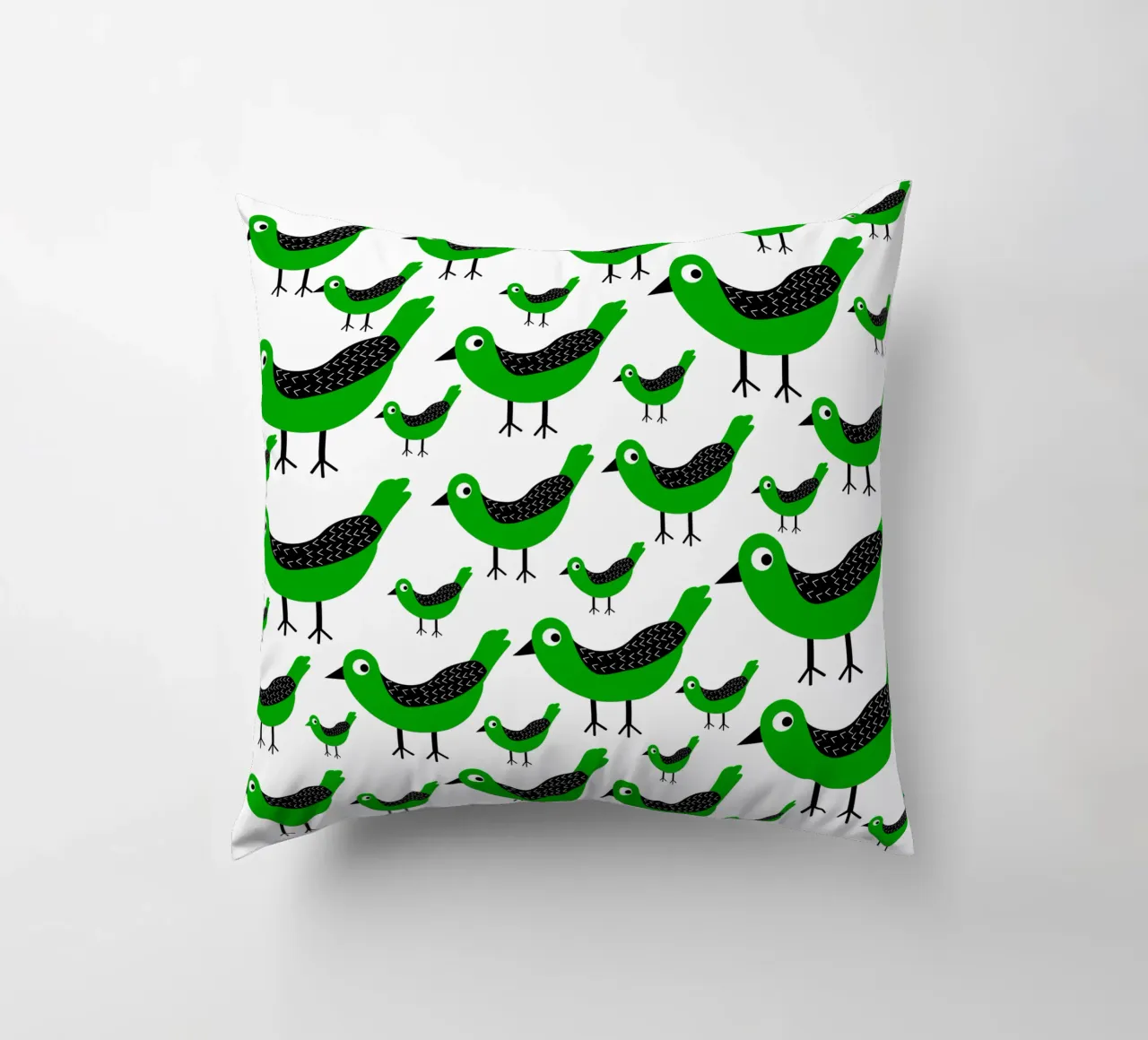 Green birds pattern cuscino da baobabprintstore